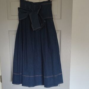 Ulla Johnson Dark Blue A-Line Skirt with Bow